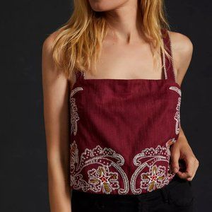 By Anthropologie Sleeveless Embroidered Apron Tank